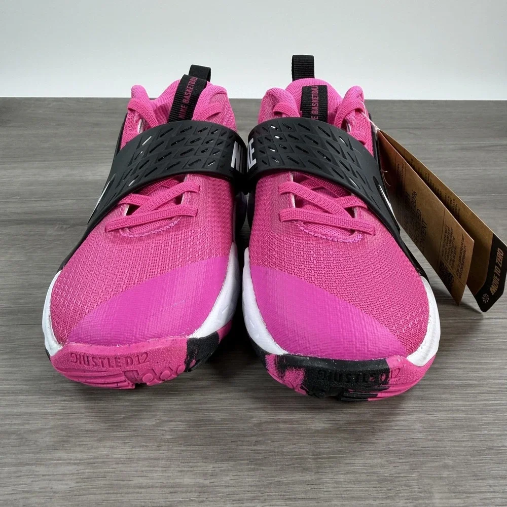 Nike Team Hustle D 12 Shoes Kids Size 1Y Pink Basketball Sneakers HF6280-600